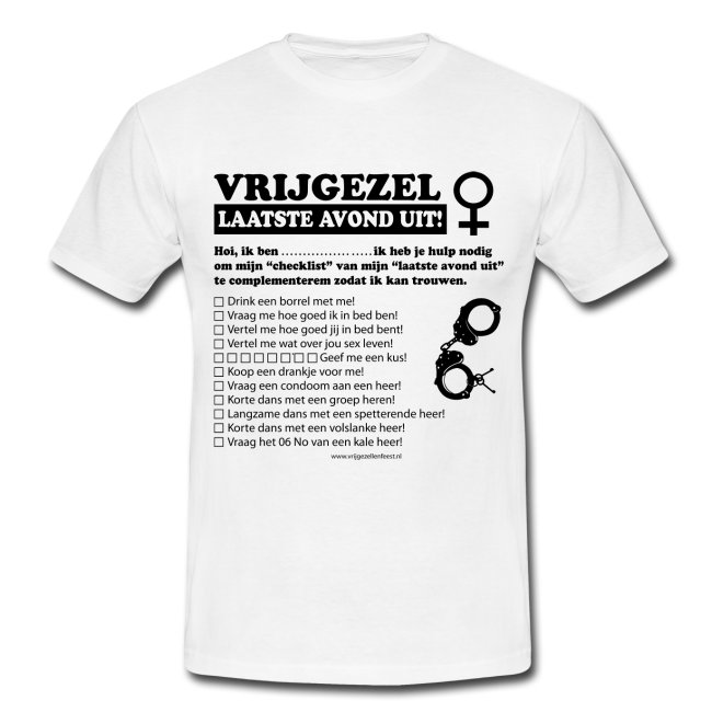 Wit vrijgezellen accessoires T-shirt met grappige opdrachten