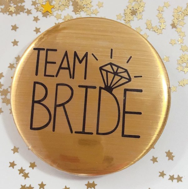 Team Bride button vrijgezellenfeest accessoires