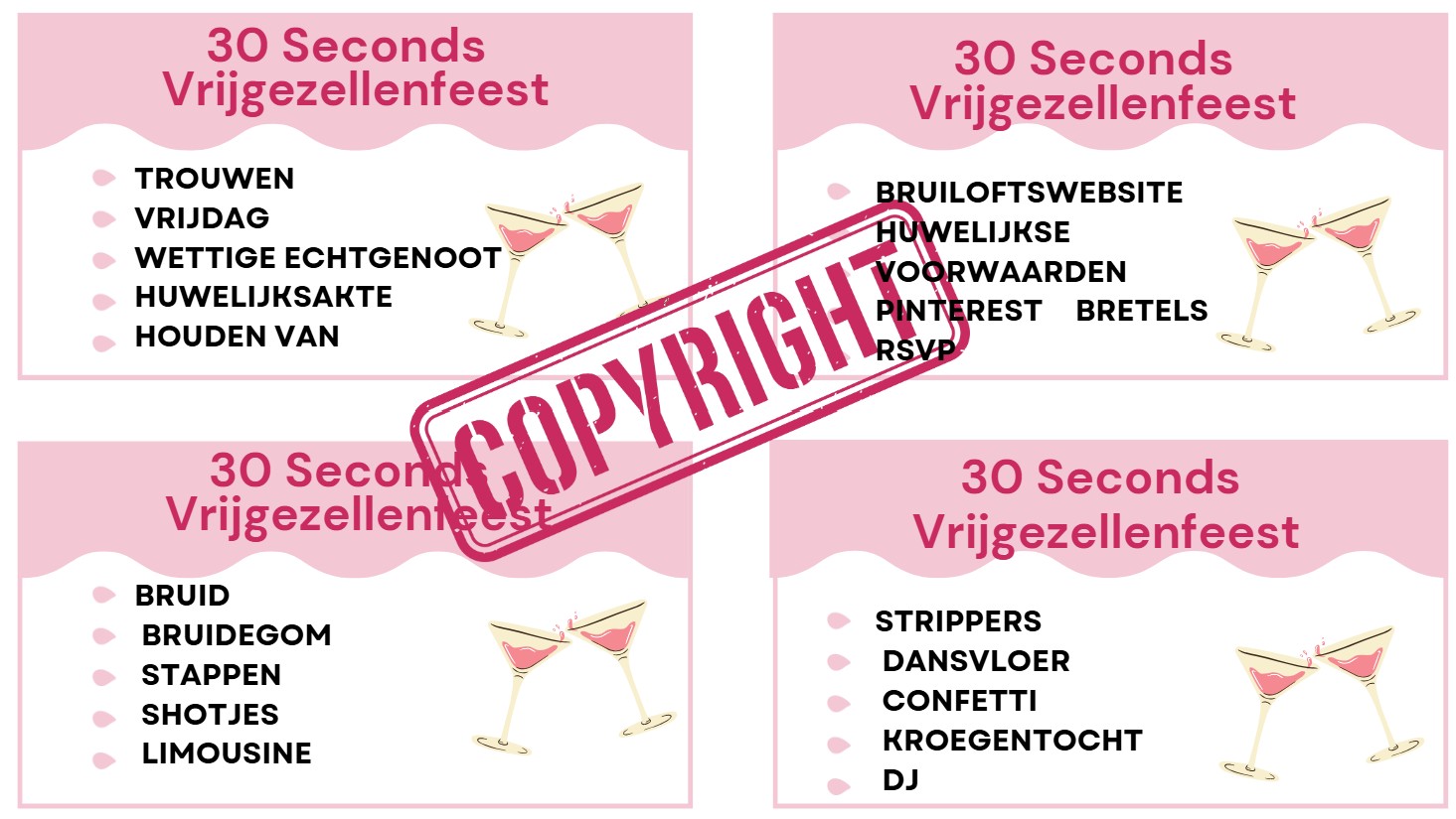 Vrijgezellenfeest 30 seconds voorbeeld
